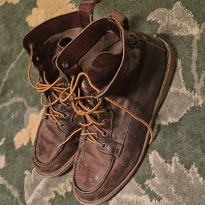 Red Wing Shoes Brown Leather Work Boots with Tan Laces